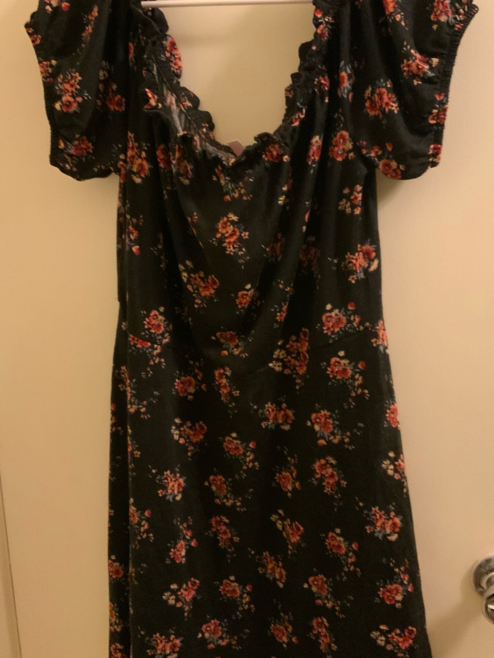 Xhilaration Black Mini Dress with Red Floral Print